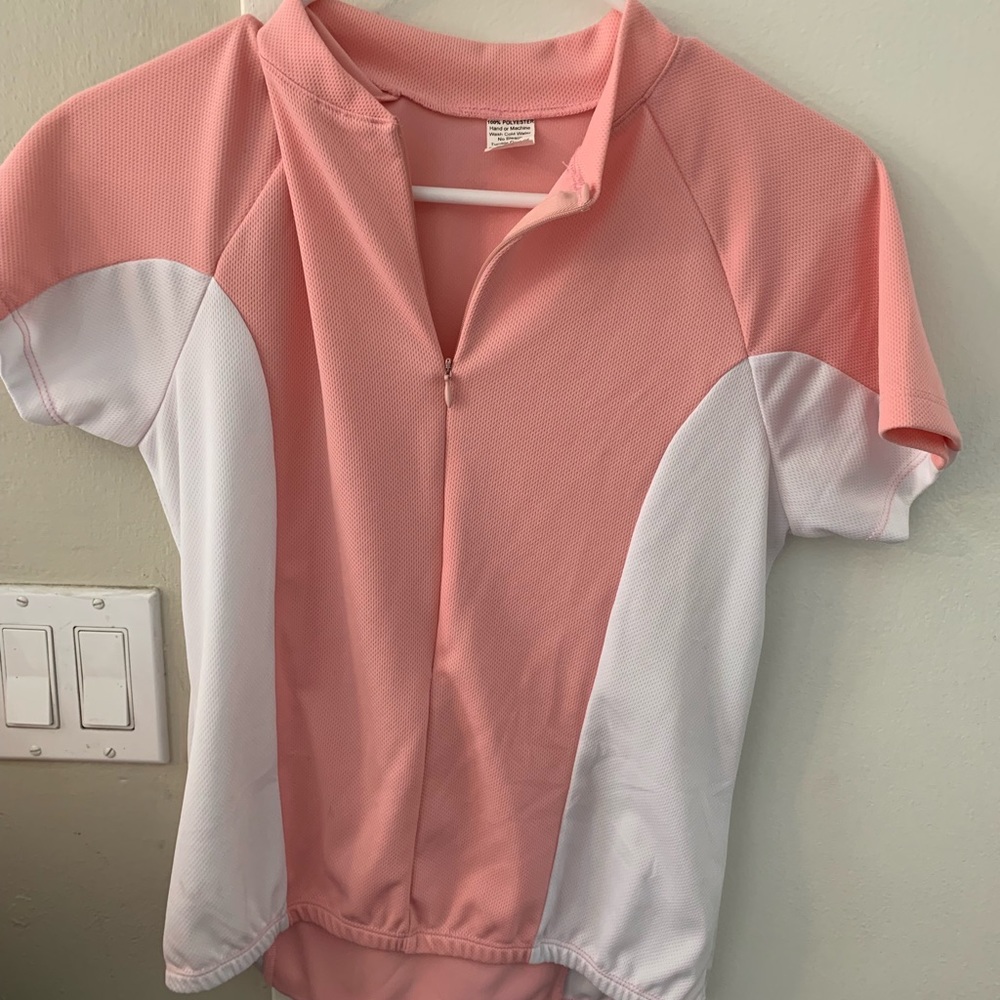 Pink and white shirt for women cycling